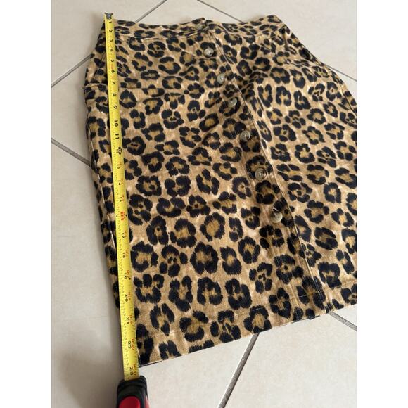 Ralph Lauren Button Front Leopard Print Skirt Pencil Knee Length Sz 2 Side... - Picture 7 of 8